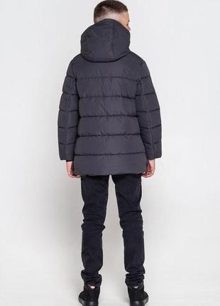 Серая/ графитовая удлиненная зимняя куртка подростковая3 фото