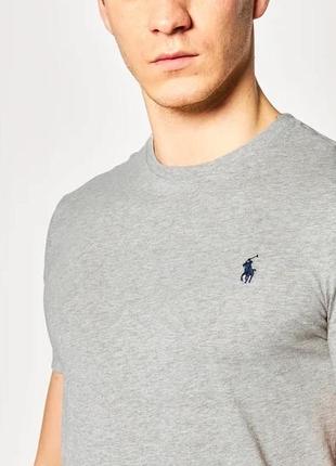 Базовая футболка polo ralph lauren custom fit t-shirt marl grey3 фото