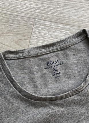 Базовая футболка polo ralph lauren custom fit t-shirt marl grey6 фото