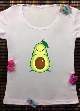 Женская футболка  с принтом - грусное авокадо1 фото