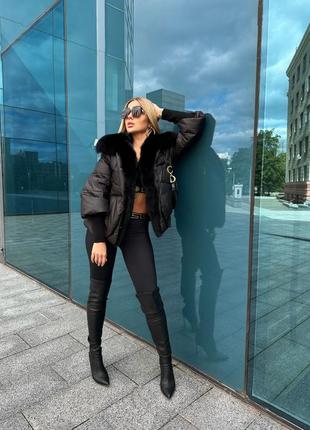 Жіноча папка куртка пуховик з песцем, хутром, женская парка пуховик куртка с мехом