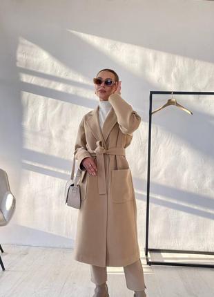 Пальто кашемир люкс качество беж черный меди макси длинное удлиненное