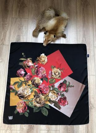 Красивый шелковый платок с цветами levi d'or1 фото
