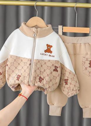 Яскравий та теплий костюмчик штани + кофта на блискавці утеплений плюшем 🔥🔥