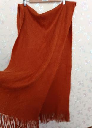 Шарф альпака пухнастий шарф рижий теракот1 фото
