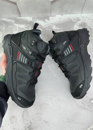 Топовые качественные черные мужские ботинки, полуботинки зимние,подошва протектор,на мембране, кожаные9 фото