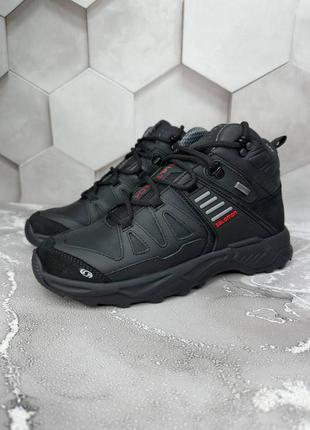 Топовые качественные черные мужские ботинки, полуботинки зимние,подошва протектор,на мембране, кожаные2 фото