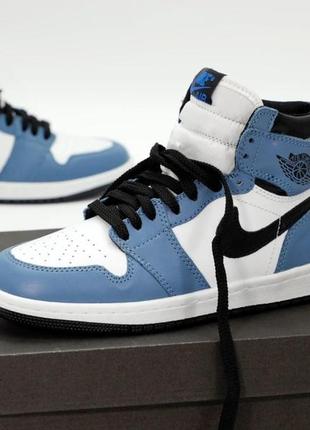 Мужские кроссовки nike air jordan 1 mid blue black white 43-44