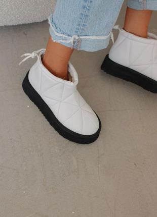 Зимние женские белые ботинки из натуральной кожи, угги4 фото