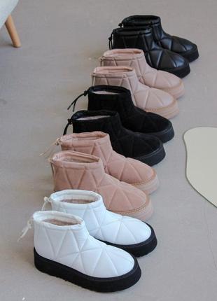 Зимові жіночі білі черевики з натуральної шкіри, уггі10 фото