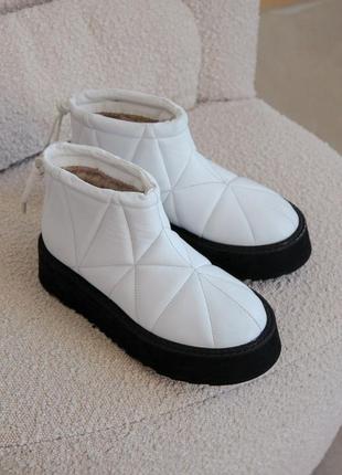 Зимние женские белые ботинки из натуральной кожи, угги5 фото