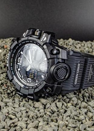 Мужские кварцевые водонепроницаемые спортивные стрелочные часы с комбинированной индикацией  skmei 1155 bbk