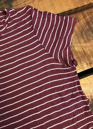 Детская полосатая футболка nutmeg (натмэг 10-11 лет 140-146 см идеал оригинал бордово-белая)5 фото