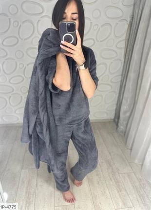 Пижама махровая, домашний комплект-тройка4 фото