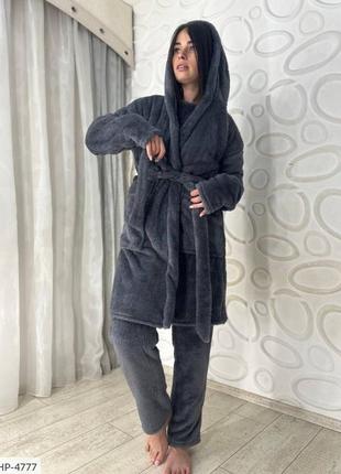 Пижама махровая, домашний комплект-тройка5 фото