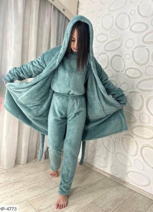 Пижама махровая, домашний комплект-тройка2 фото