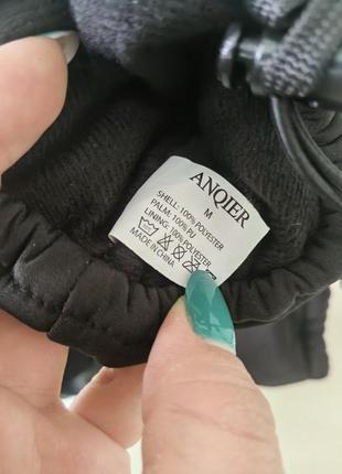Чоловічі лижні зимові рукавиці, anqier 3m thinsulate 40г, водонепроникні, сенсорні, чорні m8 фото