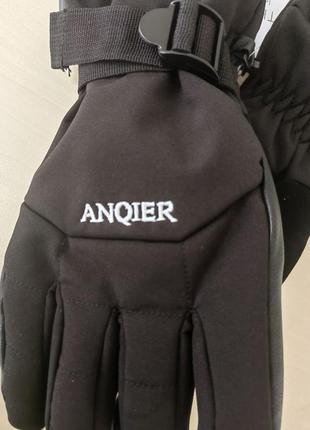 Чоловічі лижні зимові рукавиці, anqier 3m thinsulate 40г, водонепроникні, сенсорні, чорні m5 фото