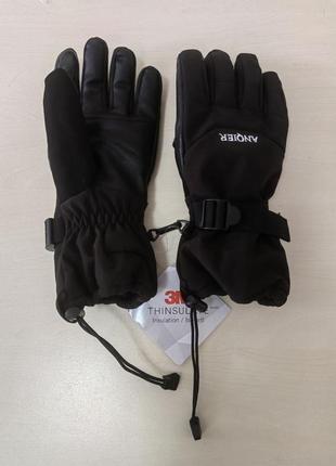 Чоловічі лижні зимові рукавиці, anqier 3m thinsulate 40г, водонепроникні, сенсорні, чорні m