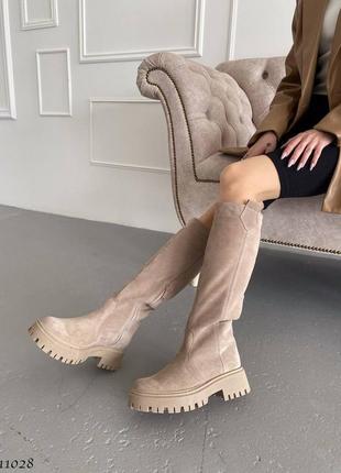 Замшевые сапоги трубы из натуральной замши