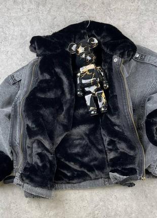 Куртка джинсовка жіноча сіра тепла4 фото