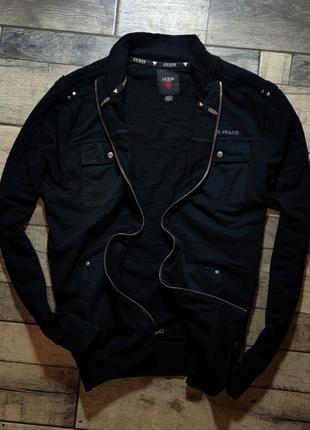 Мужской брендовые хлопковый джемпер кардиган на молнии guess в черном цвете размер xl2 фото