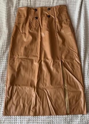 Довга спідниця з екошкіри shein 4xl