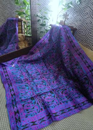 Яркий индийский шёлковый платок/батик/шелкография/винтаж3 фото