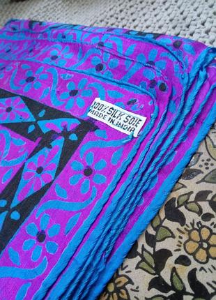Яскравий індійський шовковий хустку/батік/шовкографія/вінтаж