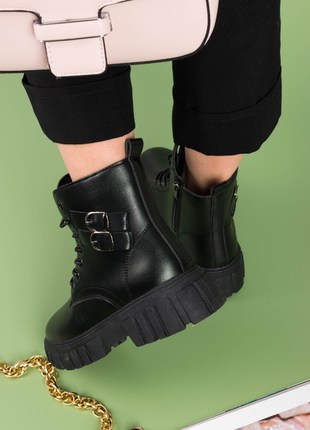Женские зимние черные ботинки из эко-кожи2 фото