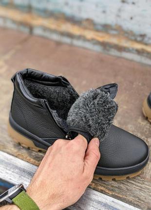 Чоловічі зимові шкіряні черевики 2 блискавки водонепроникні ботинки9 фото