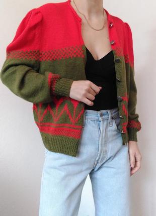Вінтажний кардиган светр з гудзиками шерстяний светр пуловер реглан лонгслів кофта джемпер шерсть2 фото