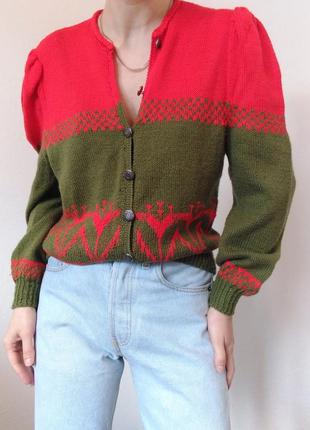 Вінтажний кардиган светр з гудзиками шерстяний светр пуловер реглан лонгслів кофта джемпер шерсть3 фото