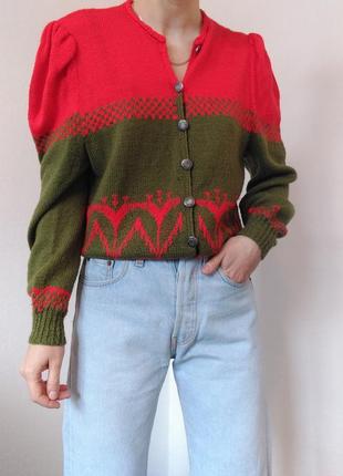 Вінтажний кардиган светр з гудзиками шерстяний светр пуловер реглан лонгслів кофта джемпер шерсть7 фото