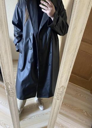 Новий шикарний мегастильний плащ-тренч пальто з екошкіри 50-54 р1 фото