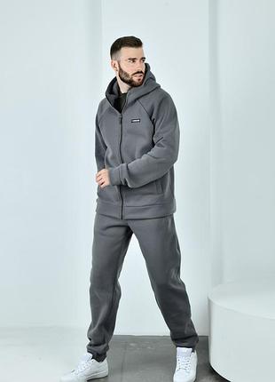 3663/402👌костюм чоловічий😎від 48 до 66р, тринитка на флісі (з начосом),🚀сірий