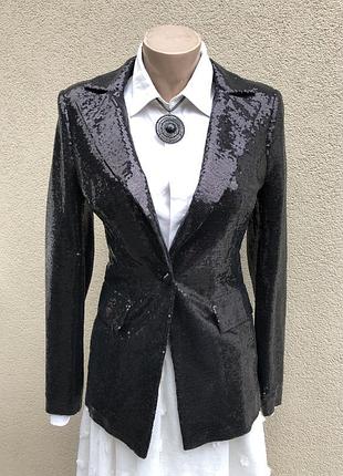 Новый,чёрный жакет,пиджак,блейзер,пайетки,вечерний,