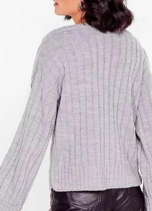 Базовий сірий в'язаний теплий м'який светр s-m9 фото