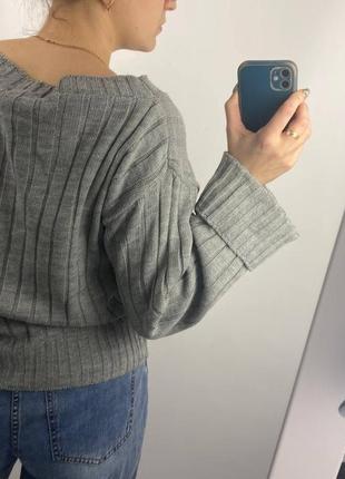 Базовий сірий в'язаний теплий м'який светр s-m4 фото