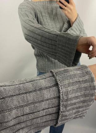 Базовий сірий в'язаний теплий м'який светр s-m3 фото