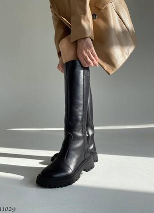 Ботинки сапоги еврозима натуральная кожа черный10 фото