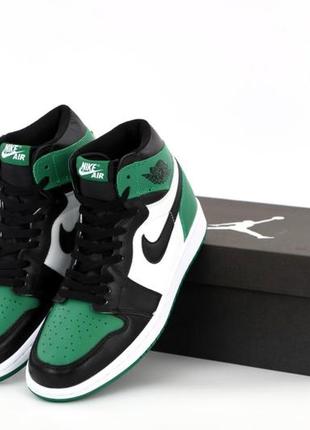 Мужские кроссовки nike air jordan 1 mid green white black 41-42-43-44-45