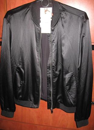 Бомбер pull&bear сатиновий чорний 4
