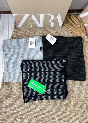 Шарф-снуд мужской в черном и сером цвете bershka и champion