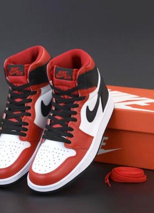 Мужские кроссовки nike air jordan 1 mid red white black 41-42-43-44