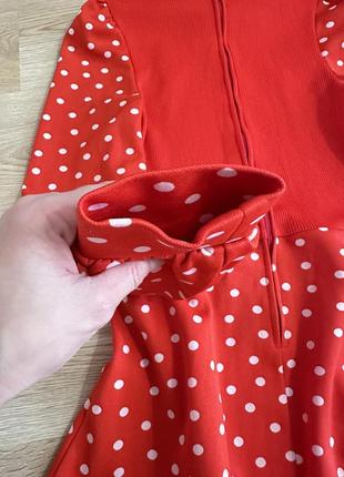 Платье красное в горошек с воротничком, винтажное платье с воротничком, платье винтаж3 фото
