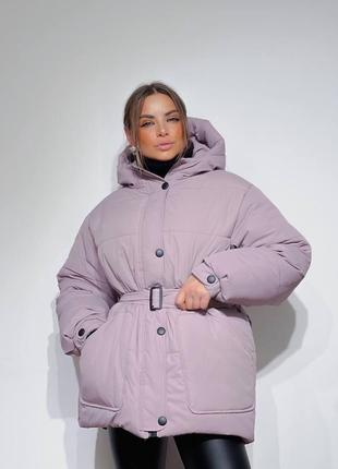 Куртка курточка с поясом зимняя зимняя теплая
