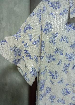 Брендовая новая красивая блуза в пайетку р.12-16 оверсайз.3 фото