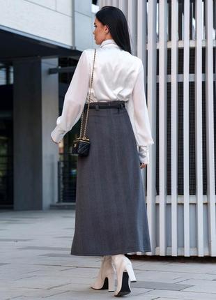 Теплая миди-юбка а-силуэта цвета графит5 фото