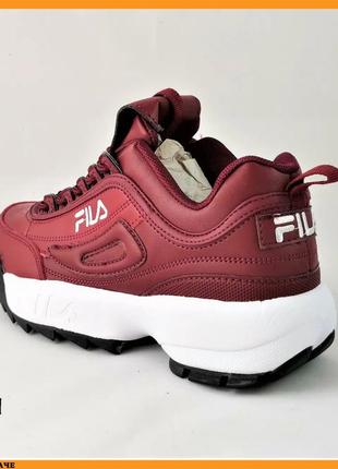 Кросівки fila disruptor червоні жіночі бордові шкіряні (розміри: 37,38)3 фото